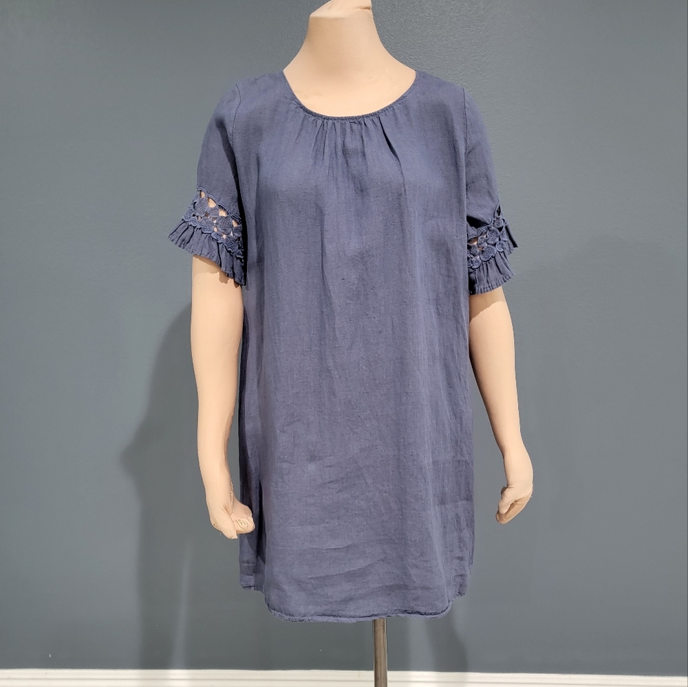 S&F 2005 blue linen dress S